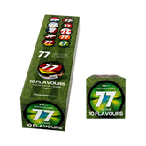 77 pouches packaging with colorful labels on a white background