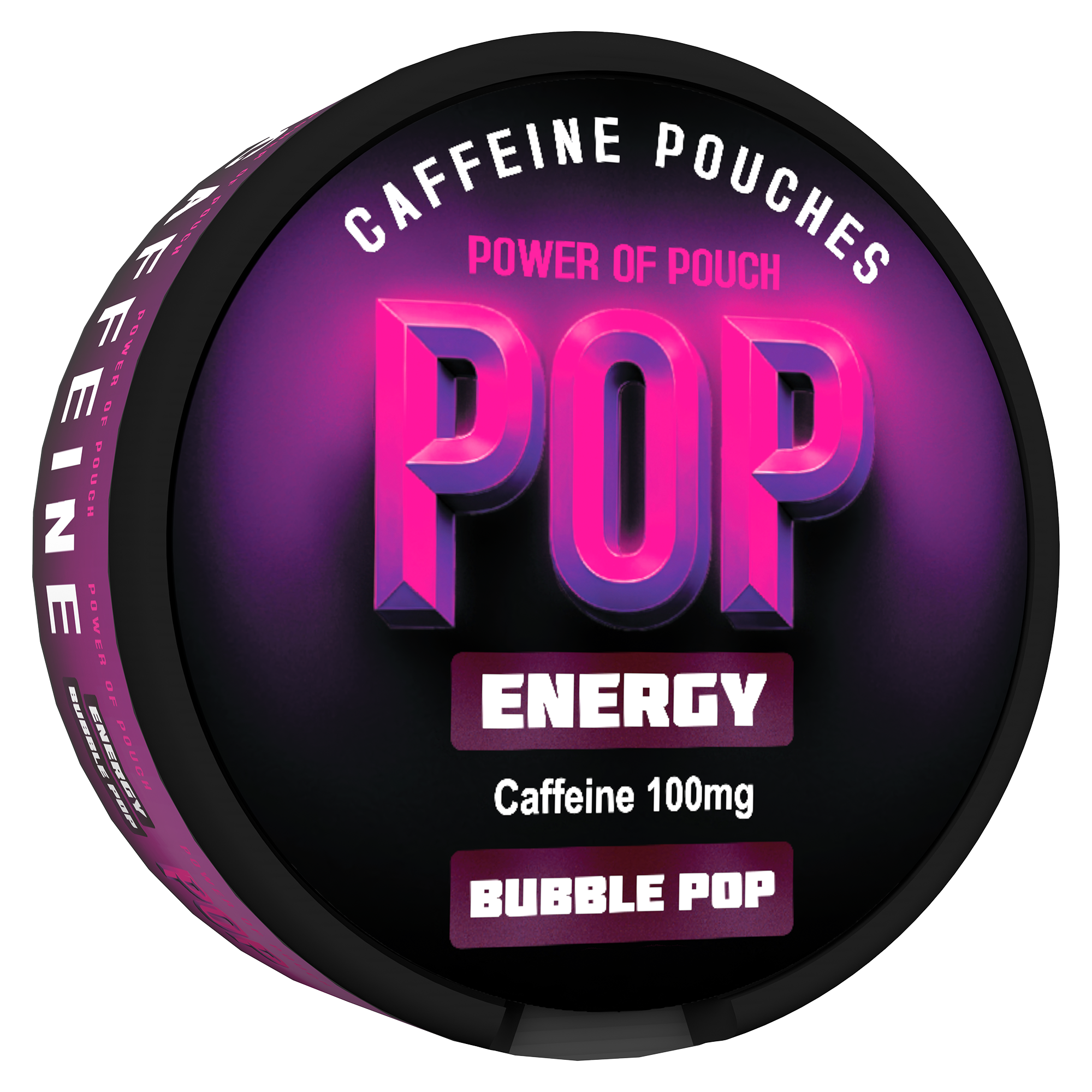 Caffeine pouch packaging with 'POP' branding on a white background