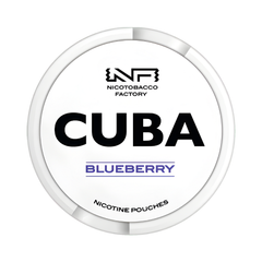 Nicotobacco Factory Cuba Blueberry nicotine pouches packaging on a white background