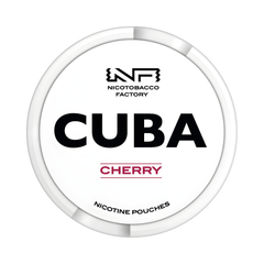 Nicotabacco Factory Cuba Cherry nicotine pouches packaging on a white background