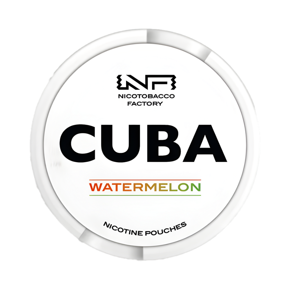 Nicotabacco Factory Cuba Watermelon nicotine pouches packaging on a white background