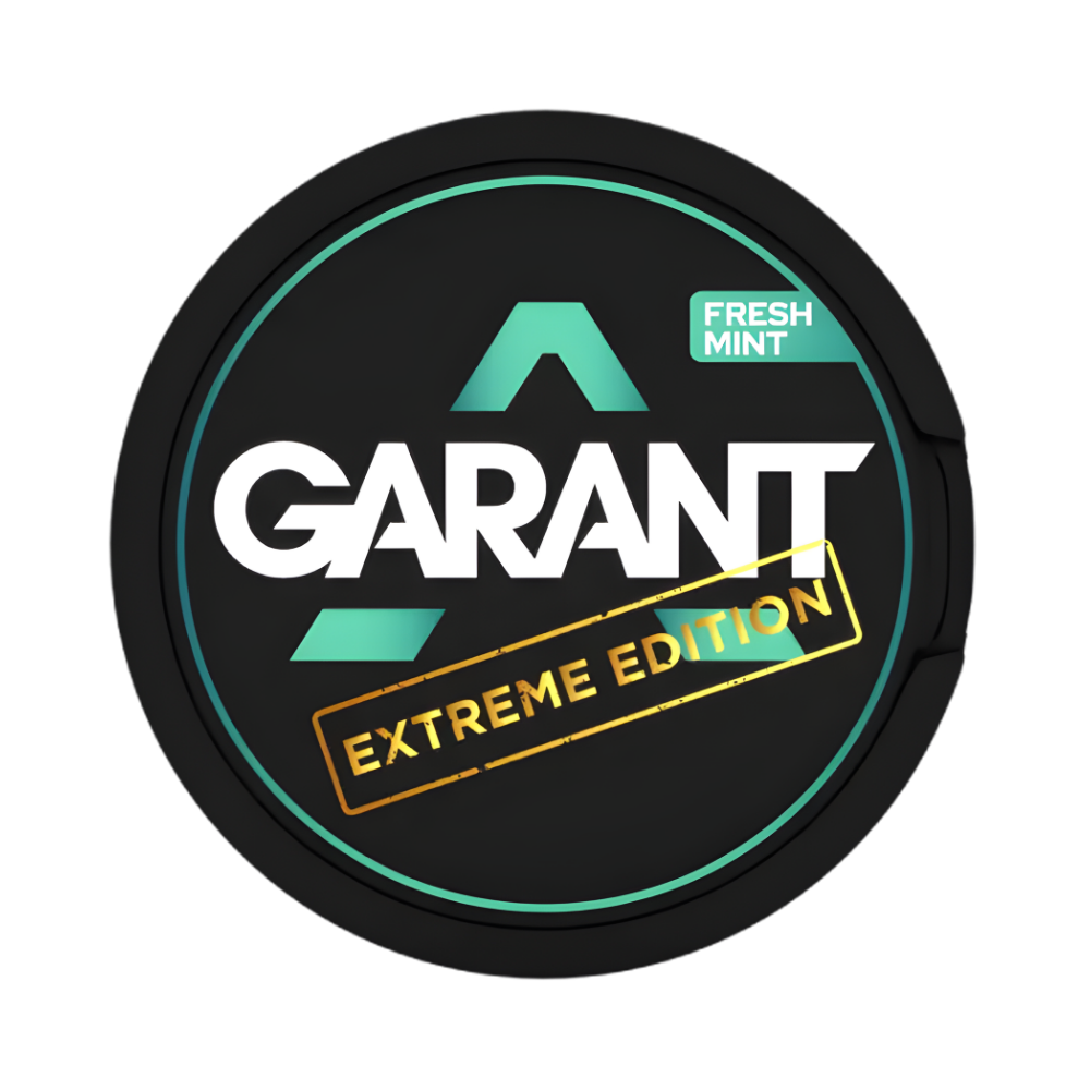 Round black container of Garant Extreme Edition Fresh Mint with branding on a white background