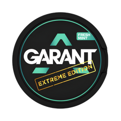 Round black container of Garant Extreme Edition Fresh Mint with branding on a white background
