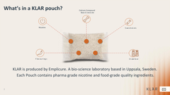 KLAR pouch with icons and text explaining its components, produced by Emplicure.