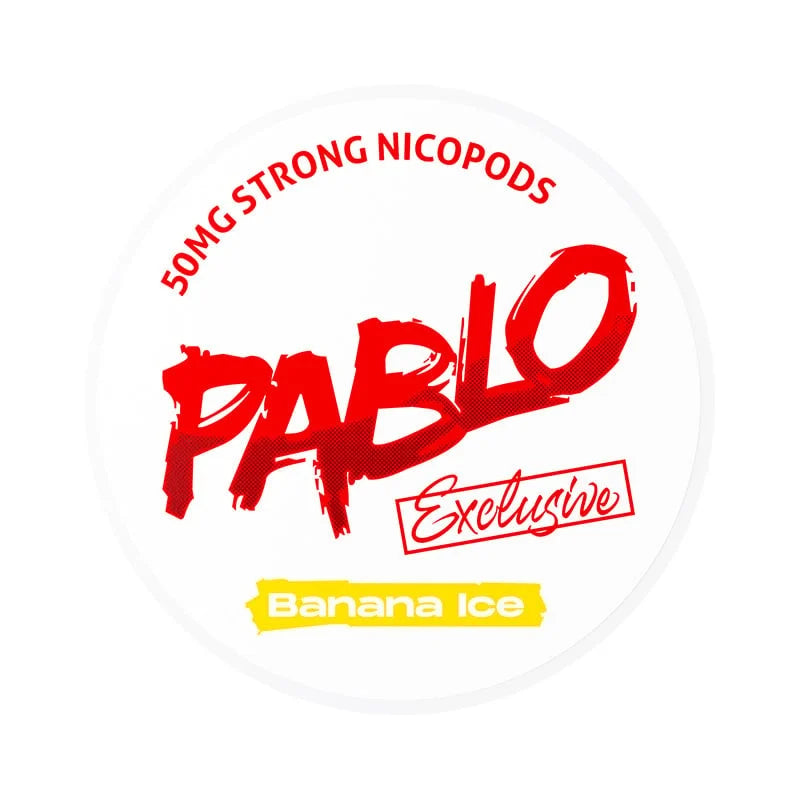 Red and yellow logo with 'Pablo' and 'Banana Ice' text on a white background