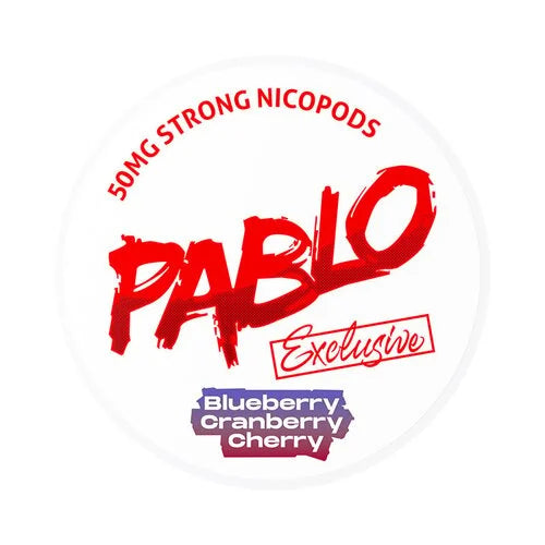 Pablo nic pod packaging with red text on a white background