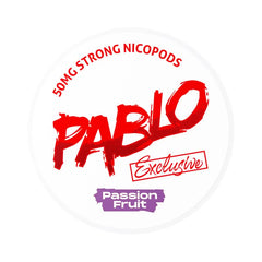 Pablo vape pod packaging with red and purple text on a white background