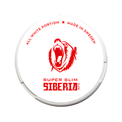 Circular product label with red text and logo on a white background