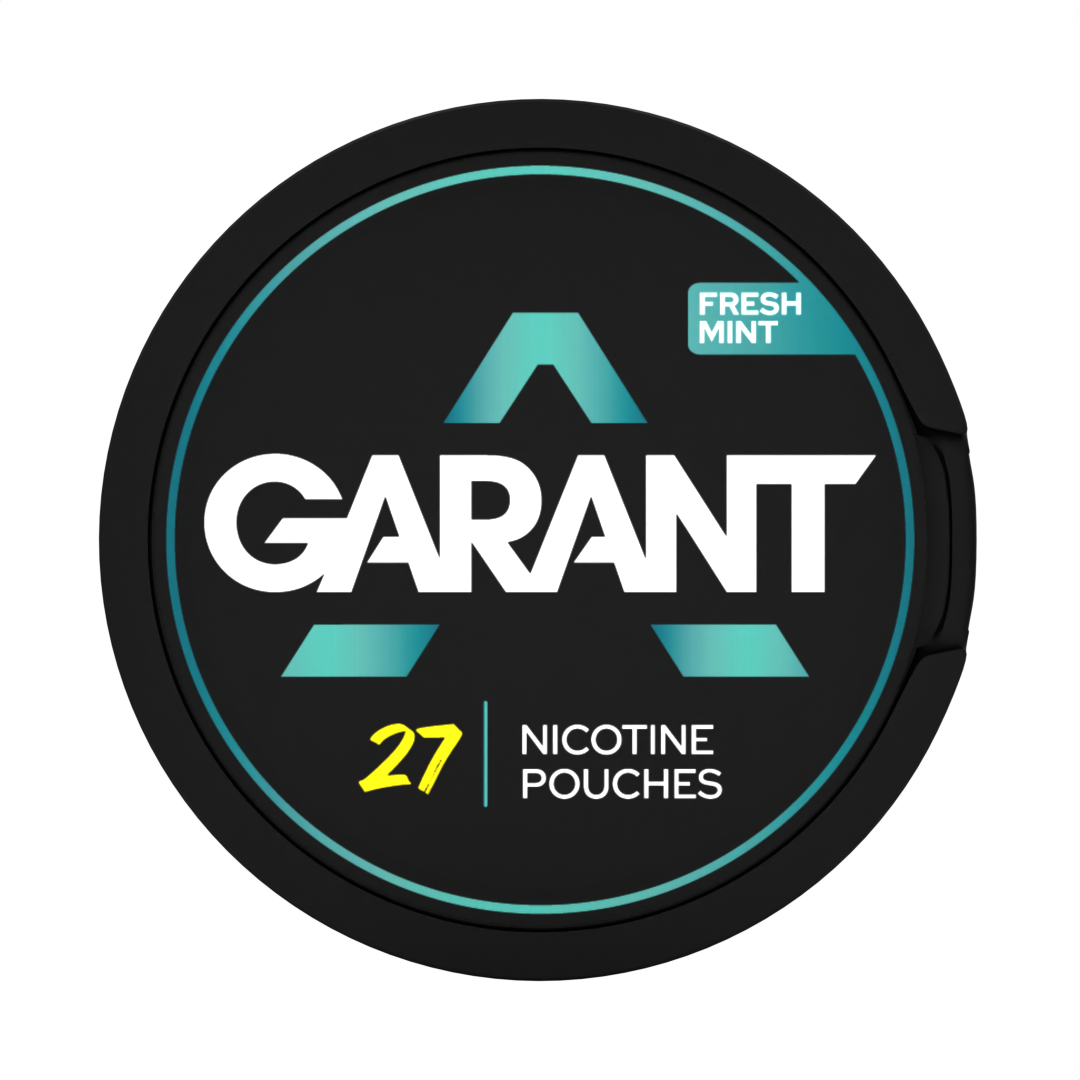Garant nicotine pouch container with 'Fresh Mint' label on a white background