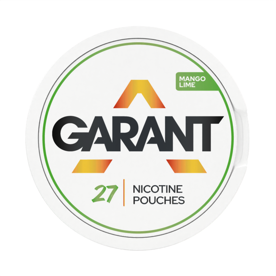 Garant nicotine pouch container with Mango Lime flavor on a white background