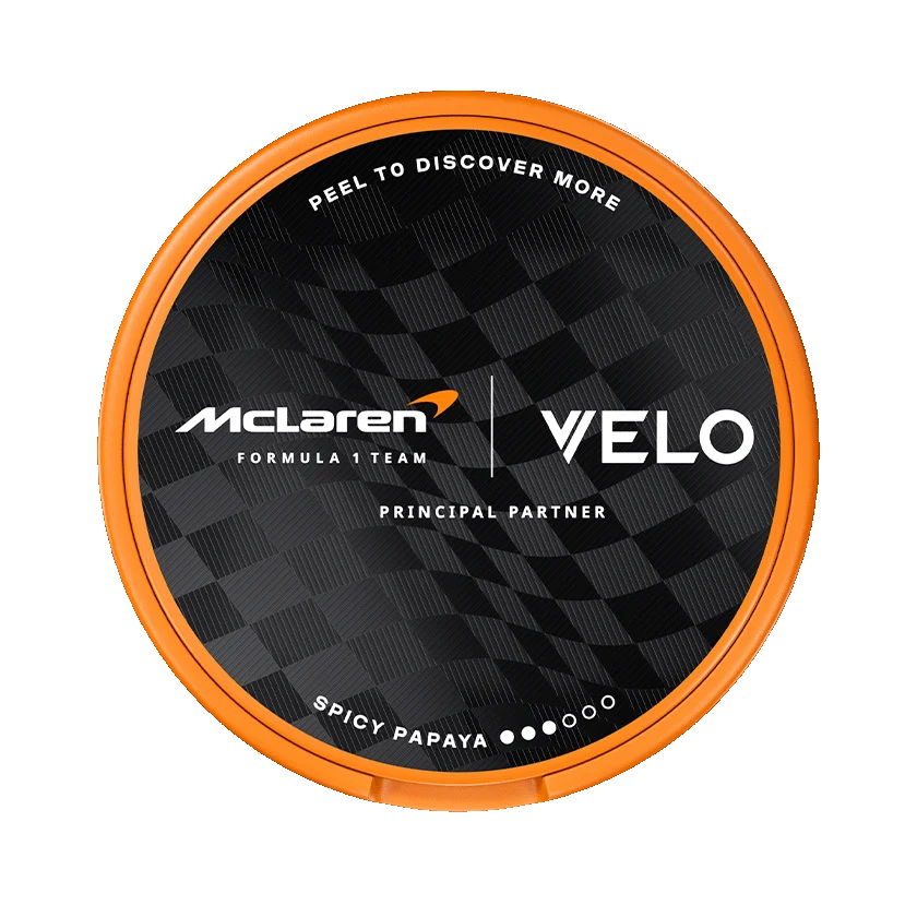 Round container with McLaren and Velo branding on a white background