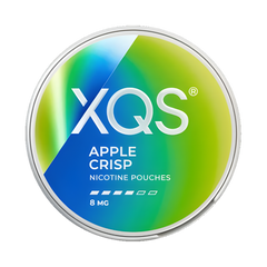 XQS Apple Crisp nicotine pouches container on a white background