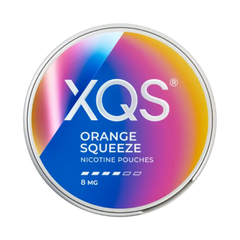 XQS Orange Squeeze nicotine pouches container with colorful gradient