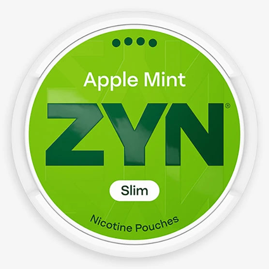 ZYN Apple Mint nicotine pouches packaging on a white background