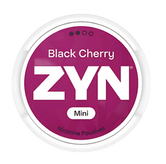 ZYN Black Cherry nicotine pouches packaging on a white background