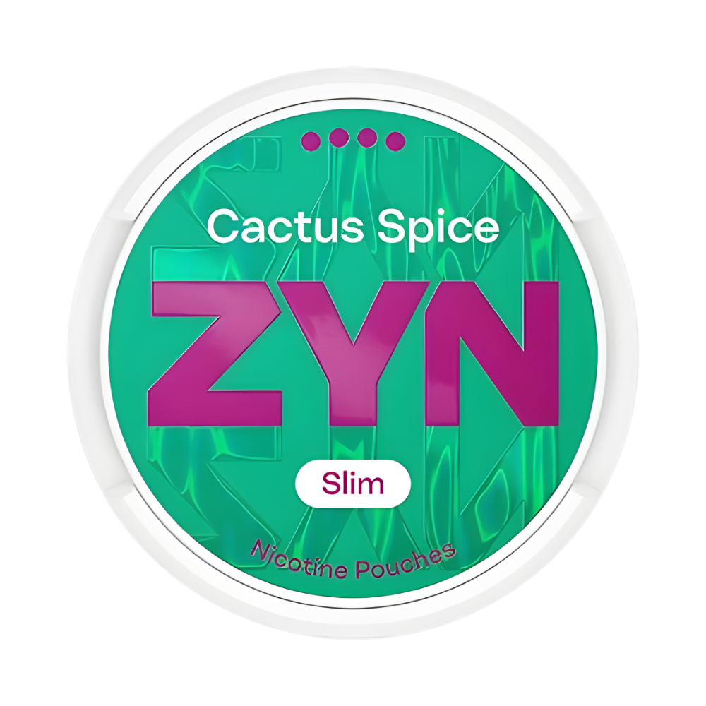 ZYN Cactus Spice nicotine pouches packaging on a white background