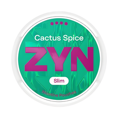 ZYN Cactus Spice nicotine pouches packaging on a white background