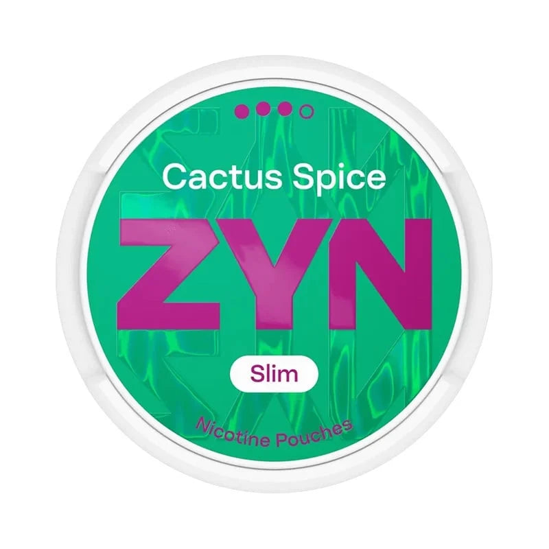 ZYN Cactus Spice nicotine pouches packaging on a white background