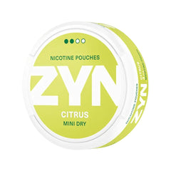 ZYN Citrus Mini Dry 3mg nicotine pouches featuring bright yellow packaging with a strength level of 2 out of 4 dots. Offers a zesty and refreshing citrus flavour for a discreet and uplifting nicotine experience.