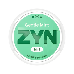 ZYN Gentle Mint Mini nicotine pouches container on a white background