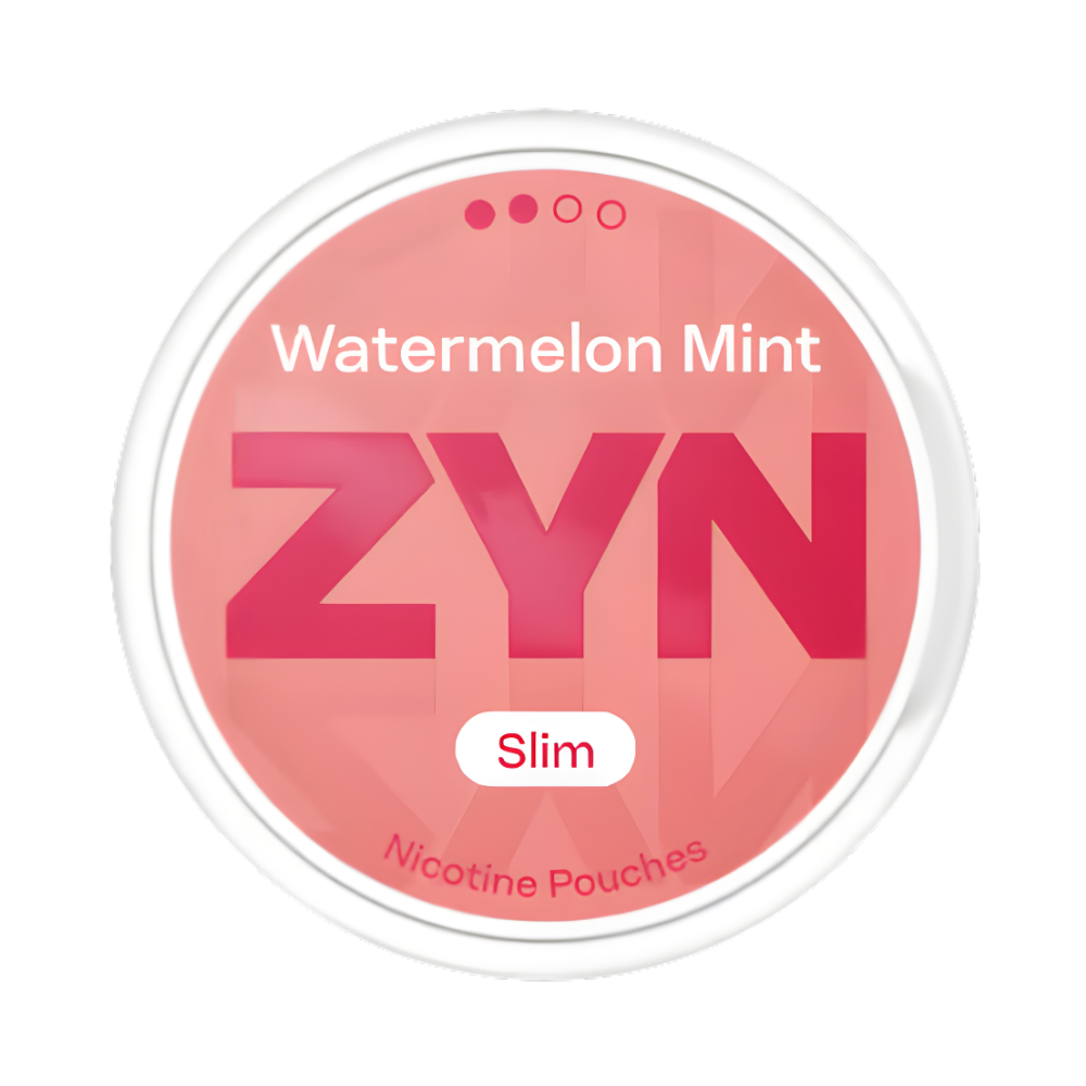 ZYN Watermelon Mint nicotine pouches container on a white background