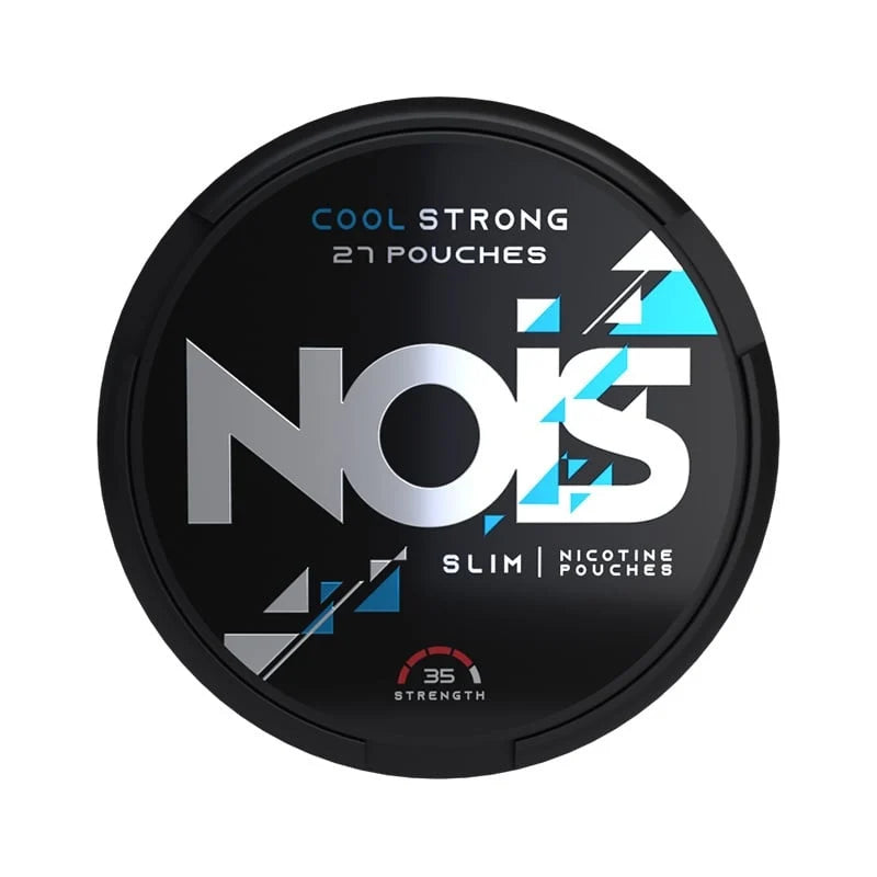 NOiS nicotine pouch container with branding and product details on a white background