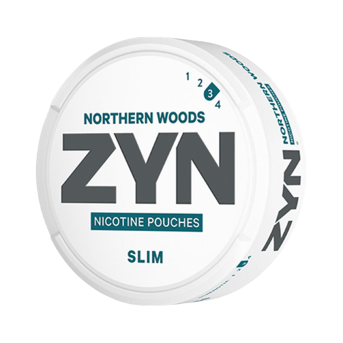 ZYN Northern Woods nicotine pouches packaging on a white background
