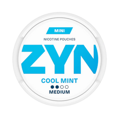 ZYN nicotine pouch container with blue and white design on a white background