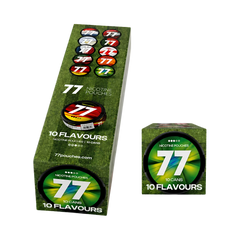 77 pouches packaging with colorful labels on a white background