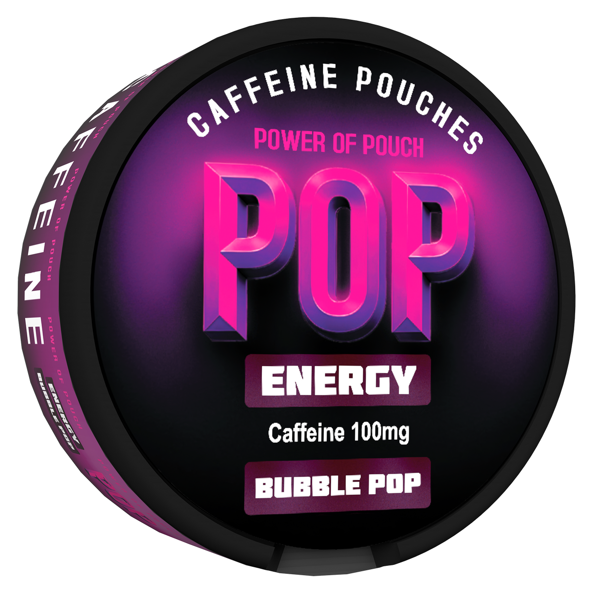 Caffeine pouch packaging with 'POP' branding on a white background