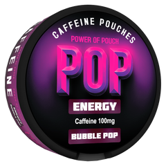 Caffeine pouch packaging with 'POP' branding on a white background