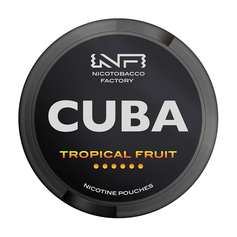 Nicotobacco Factory Cuba Tropical Fruit nicotine pouches packaging on a white background