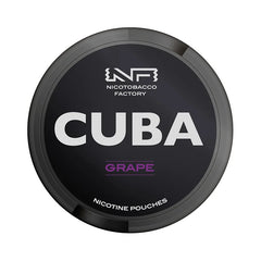 Nicotobacco Factory Cuba Grape nicotine pouches container on a white background