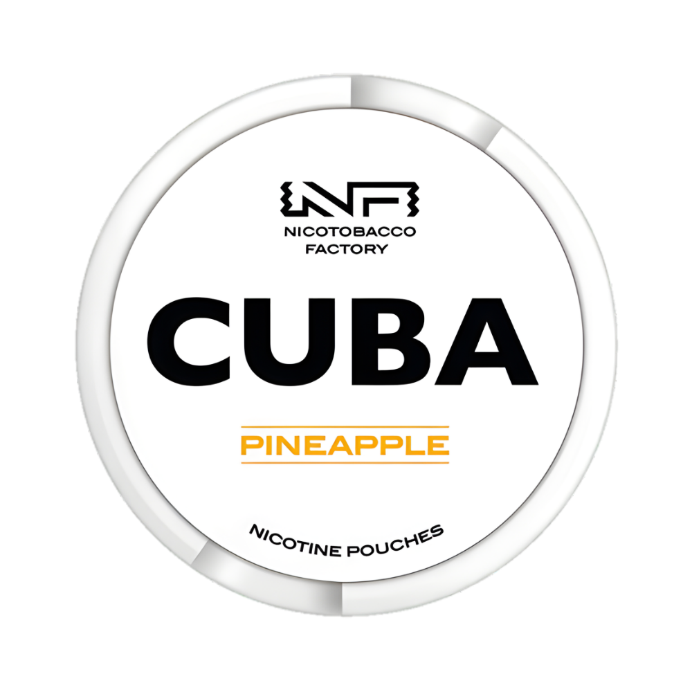 Nicotobacco Factory Cuba Pineapple nicotine pouches packaging on a white background