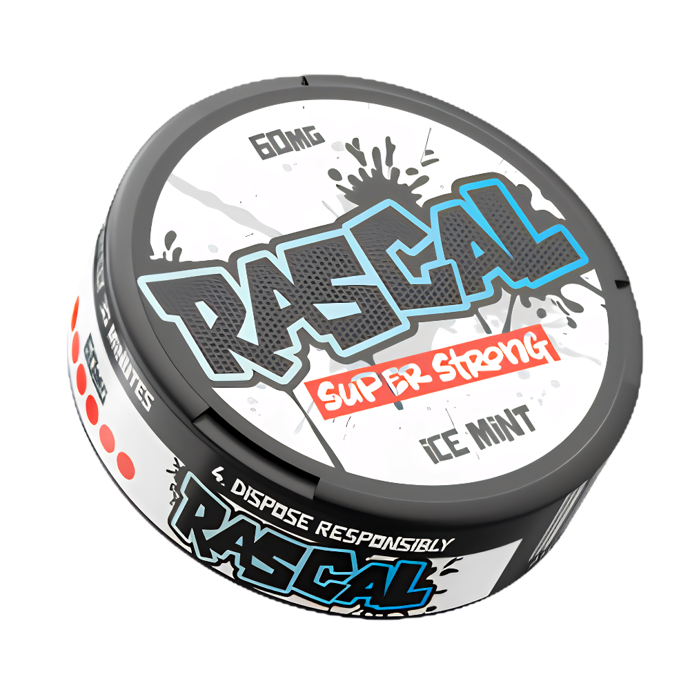 Packs of Rascal Super Strong Ice Mint on a white background