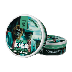 Super Kick Double Mint pouch packaging with two apes on a white background
