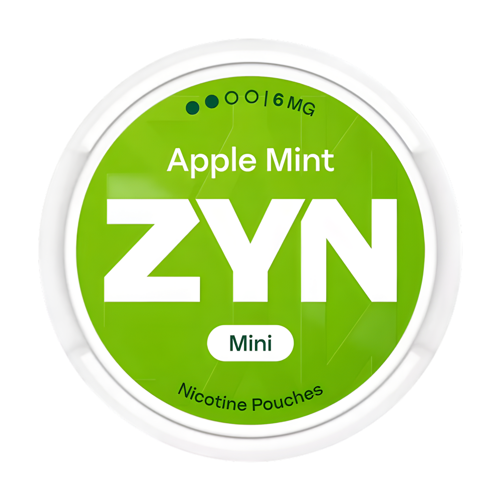 ZYN Apple Mint nicotine pouches packaging on a white background