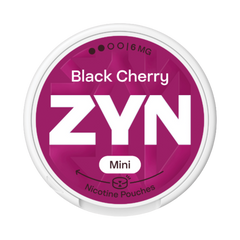 ZYN Black Cherry Mini nicotine pouches packaging on a white background