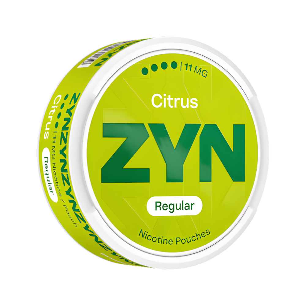 ZYN Citrus nicotine pouches packaging on a white background