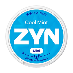 ZYN Cool Mint Mini nicotine pouches container on a white background