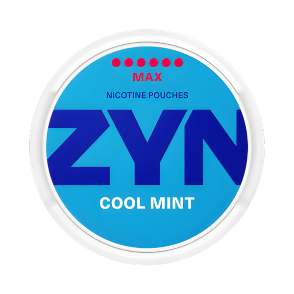 ZYN nicotine pouch container with blue and white design on a white background