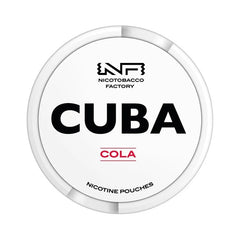 Nicotobacco Factory Cuba Cola nicotine pouches packaging on a white background