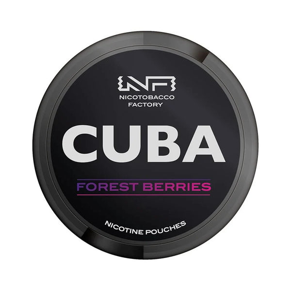 Nicotobacco Factory Cuba Forest Berries nicotine pouches packaging on a white background