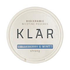 Bioceramic nicotine pouches container with 'Klar' branding on a white background