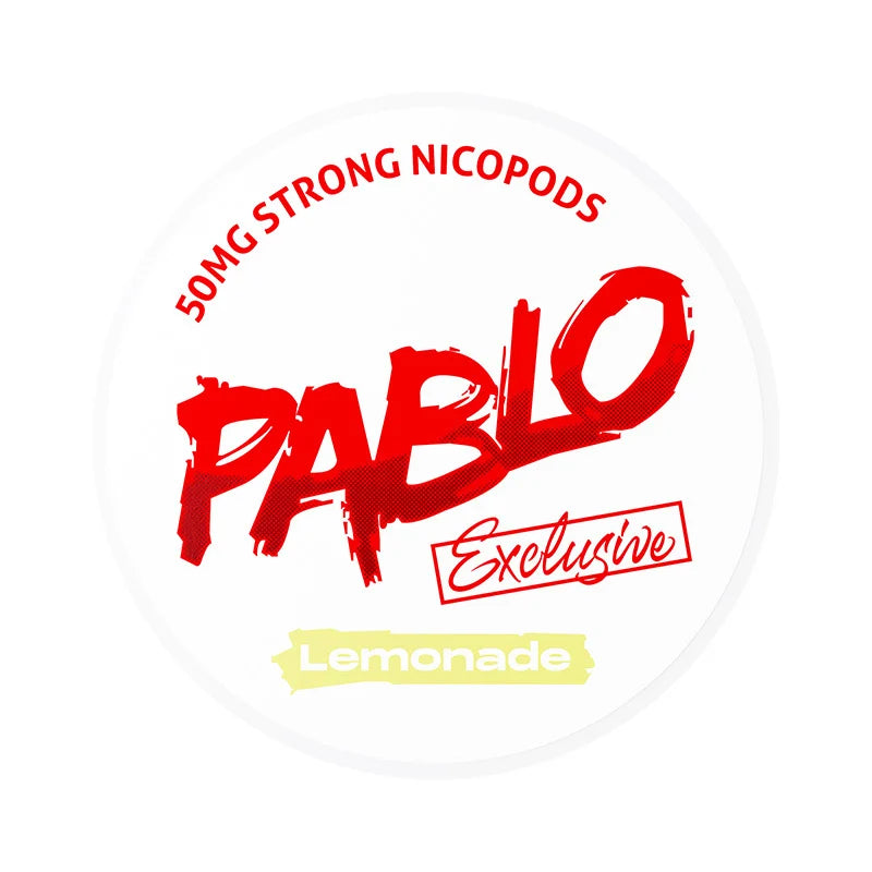 Circular logo with red text 'Pablo' and 'Lemonade' on a white background