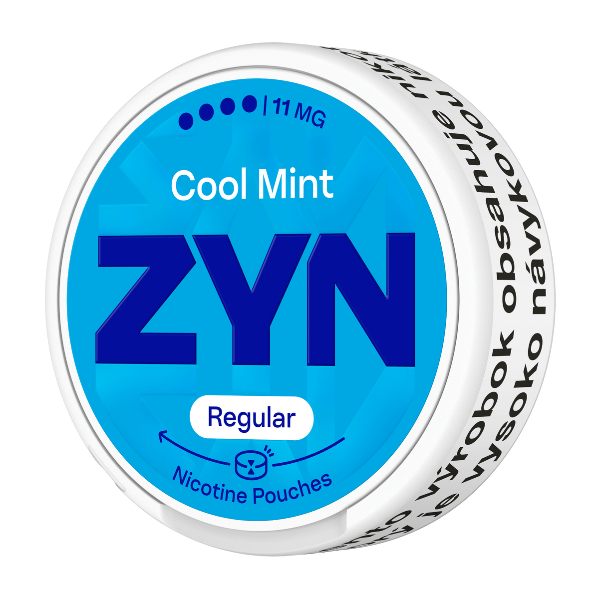 ZYN Cool Mint nicotine pouch container on a white background